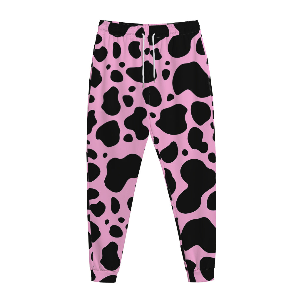 Black And Pink Cow Print Jogger Pants