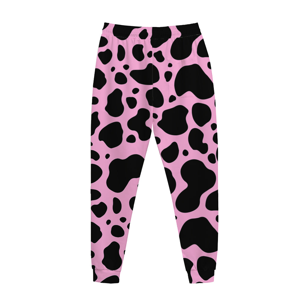 Black And Pink Cow Print Jogger Pants
