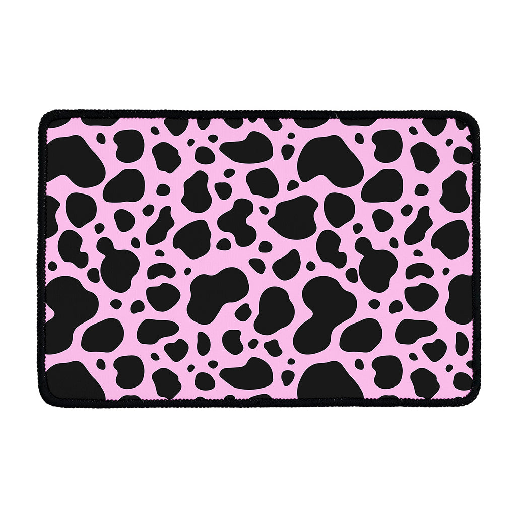 Black And Pink Cow Print Kitchen Mat