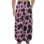 Black And Pink Cow Print Lantern Pants
