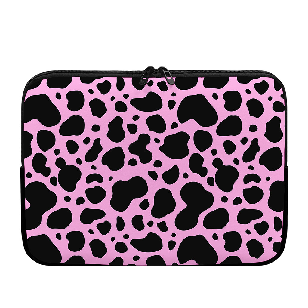 Black And Pink Cow Print Laptop Sleeve