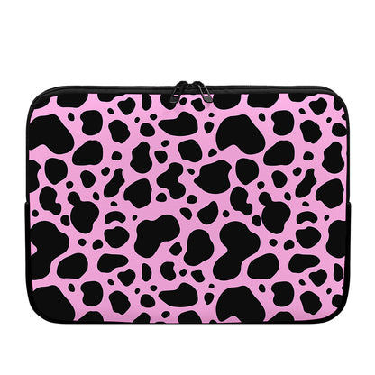 Black And Pink Cow Print Laptop Sleeve