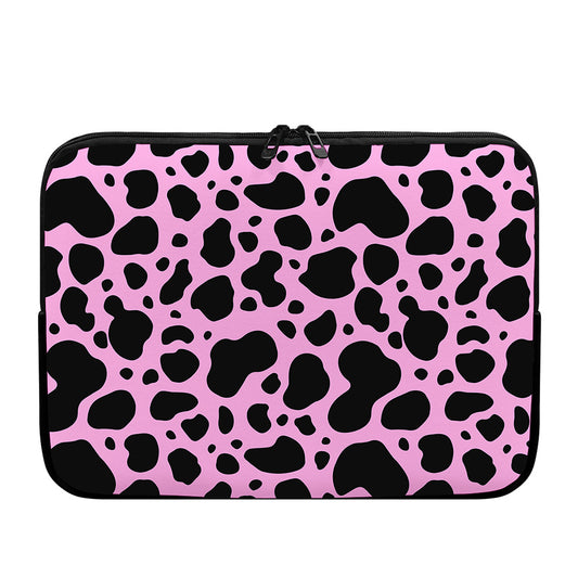 Black And Pink Cow Print Laptop Sleeve