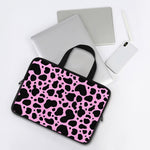 Black And Pink Cow Print Laptop Sleeve With Handle