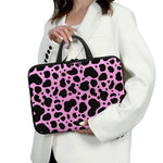 Black And Pink Cow Print Laptop Sleeve With Handle