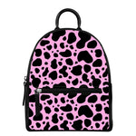 Black And Pink Cow Print Leather Backpack