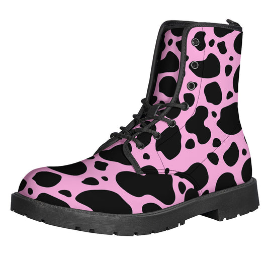 Black And Pink Cow Print Backpack