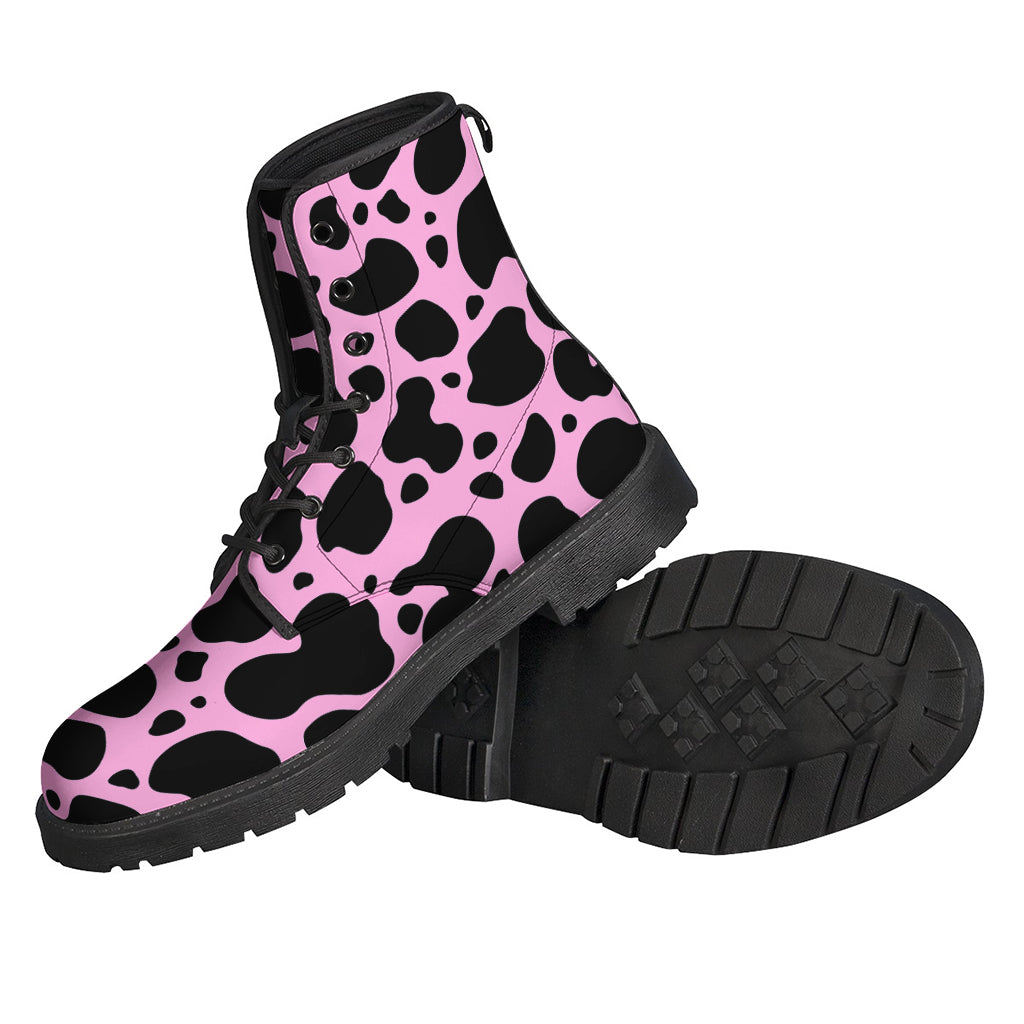Black And Pink Cow Print Backpack