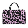 Black And Pink Cow Print Leather Duffel Bag