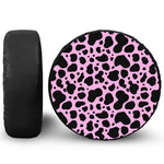 Black And Pink Cow Print Leather Spare Tire Cover