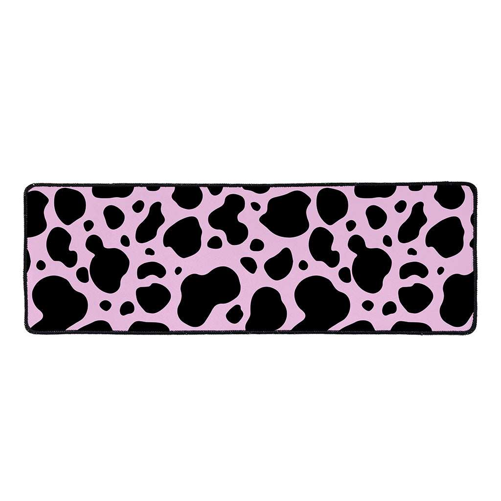 Black And Pink Cow Print Long Kitchen Mat