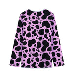 Black And Pink Cow Print Long Sleeve Short Coat