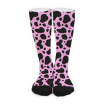 Black And Pink Cow Print Long Socks