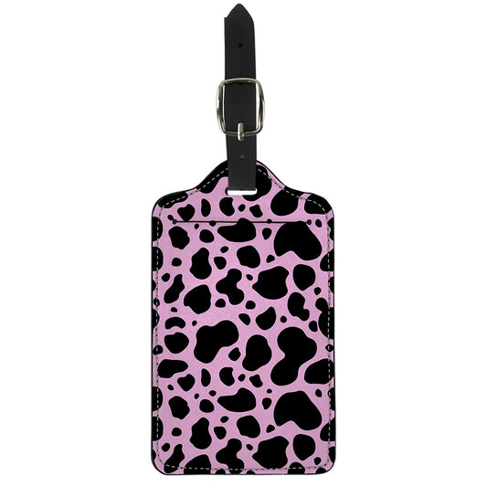 Black And Pink Cow Print Luggage Tag
