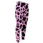 Black And Pink Cow Print Men's Compression Pants