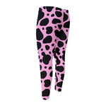 Black And Pink Cow Print Men's Compression Pants