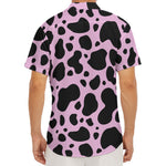 Black And Pink Cow Print Men's Deep V-Neck Shirt
