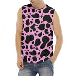 Black And Pink Cow Print Men's Fitness Tank Top