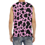 Black And Pink Cow Print Men's Fitness Tank Top