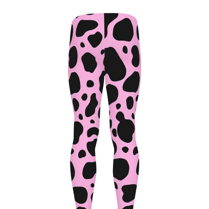 Black And Pink Cow Print Men's leggings