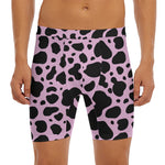 Black And Pink Cow Print Men's Long Boxer Briefs