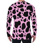 Black And Pink Cow Print Men's Long Sleeve T-Shirt