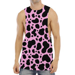 Black And Pink Cow Print Men's Muscle Tank Top