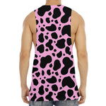 Black And Pink Cow Print Men's Muscle Tank Top