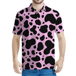Black And Pink Cow Print Men's Polo Shirt