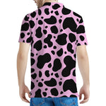 Black And Pink Cow Print Men's Polo Shirt