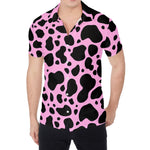 Black And Pink Cow Print Men's Shirt