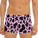 Black And Pink Cow Print Men's Short Boxer Briefs