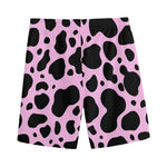 Black And Pink Cow Print Men's Sports Shorts