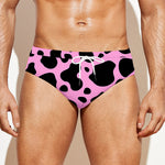 Black And Pink Cow Print Men's Swim Briefs
