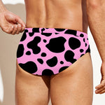 Black And Pink Cow Print Men's Swim Briefs