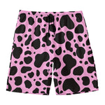 Black And Pink Cow Print Men's Swim Trunks