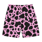 Black And Pink Cow Print Men's Swim Trunks