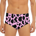 Black And Pink Cow Print Men's Triangle Swim Briefs