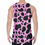 Black And Pink Cow Print Men's Velvet Tank Top