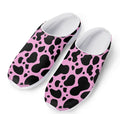 Black And Pink Cow Print Mesh Casual Shoes