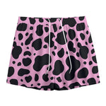 Black And Pink Cow Print Mesh Shorts