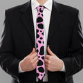 Black And Pink Cow Print Necktie