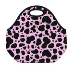 Black And Pink Cow Print Neoprene Lunch Bag