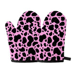 Black And Pink Cow Print Oven Mitts
