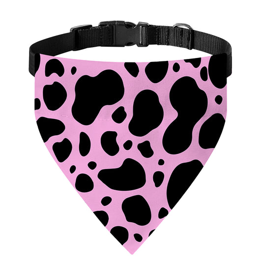 Black And Pink Cow Print Over The Collar Dog Bandana