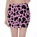 Black And Pink Cow Print Pencil Mini Skirt