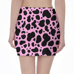 Black And Pink Cow Print Pencil Mini Skirt