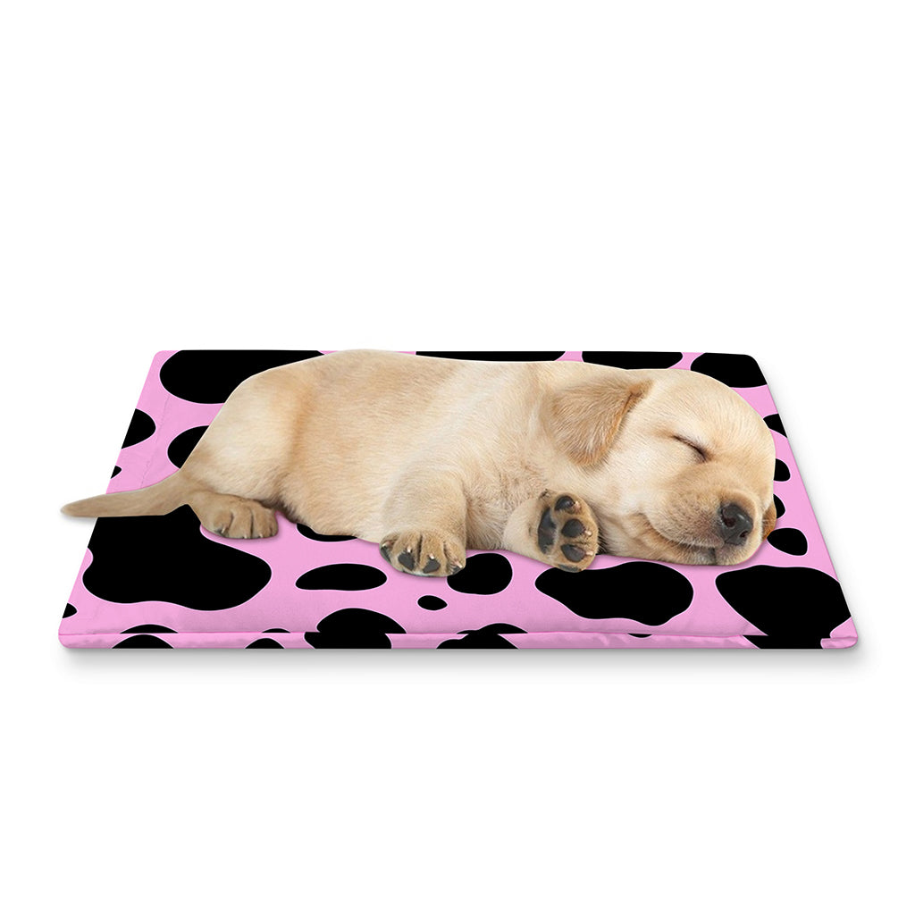 Black And Pink Cow Print Pet Cooling Mat Cover