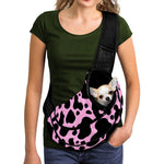 Black And Pink Cow Print Pet Sling Carrier