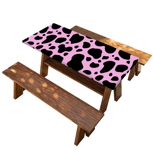 Black And Pink Cow Print Picnic Table Cover